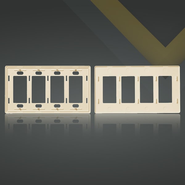 Faith 4-Gang Decorator Screwless Wall Plates Child Safe Outlet Covers, USB Receptacle, Ivory SWP4-IV-01 - main